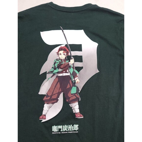 Primitive x Demon Slayer Tanjiro Dirty P" Small Forest Green T-Shirt DAMAGED - Picture 9 of 12